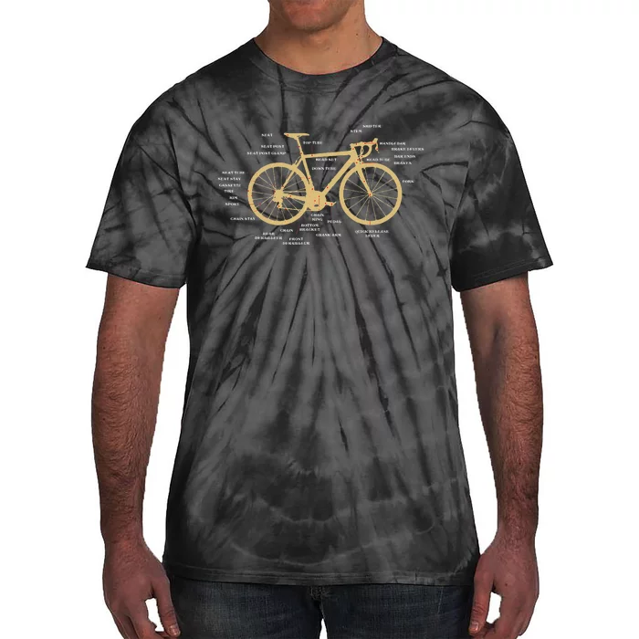 Bicycle Cycling Anatomy Road Bike Parts Biking Cyclist Tie-Dye T-Shirt