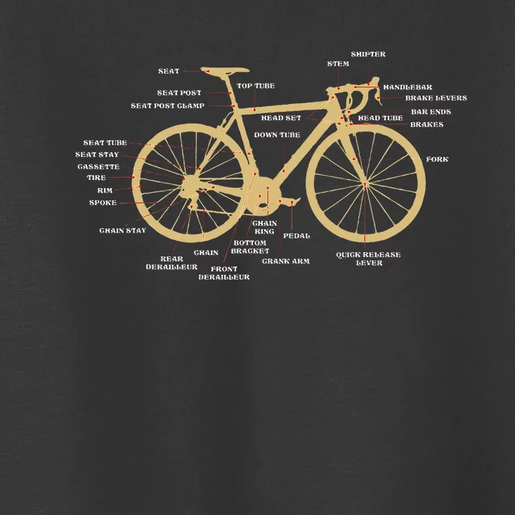 Bicycle Cycling Anatomy Road Bike Parts Biking Cyclist Toddler T-Shirt