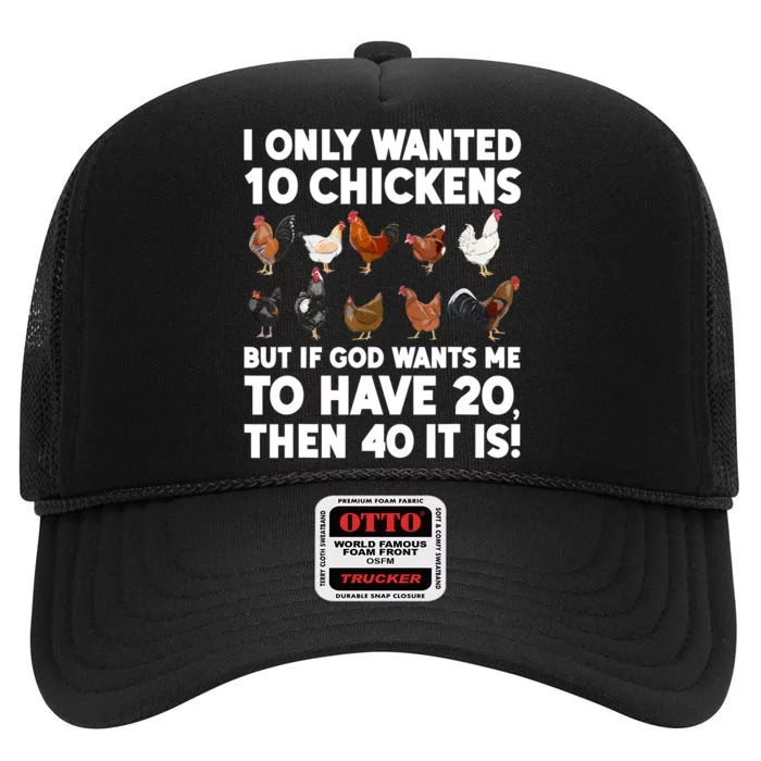 Best Chicken Art Poultry Themed Chicken Farmer High Crown Mesh Trucker Hat