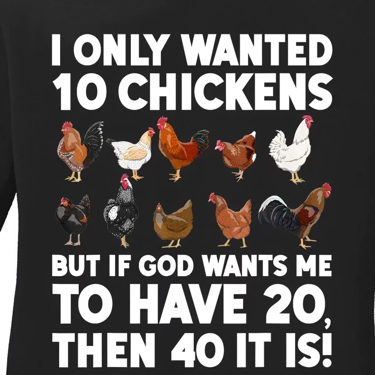 Best Chicken Art Poultry Themed Chicken Farmer Ladies Long Sleeve Shirt