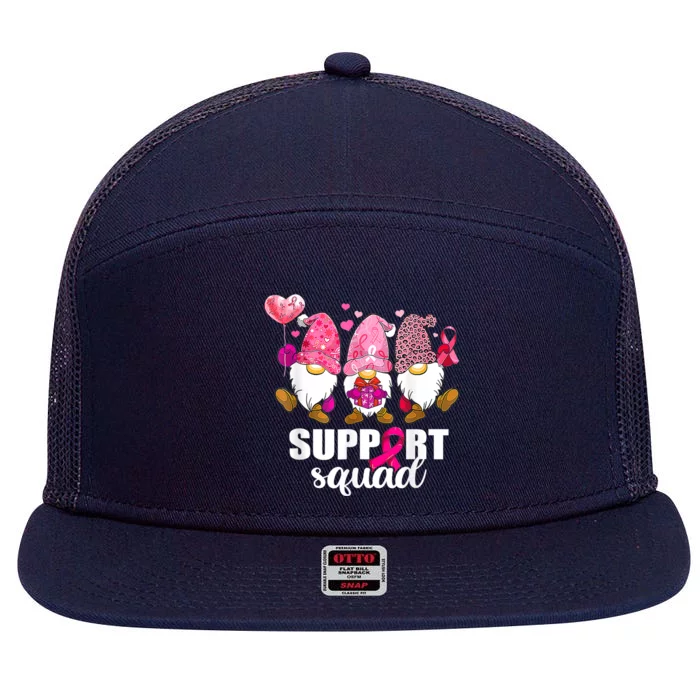 Breast Cancer Awareness Gnomes Support Squad 7 Panel Mesh Trucker Snapback Hat