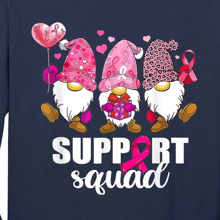 Breast Cancer Awareness Gnomes Support Squad Tall Long Sleeve T-Shirt