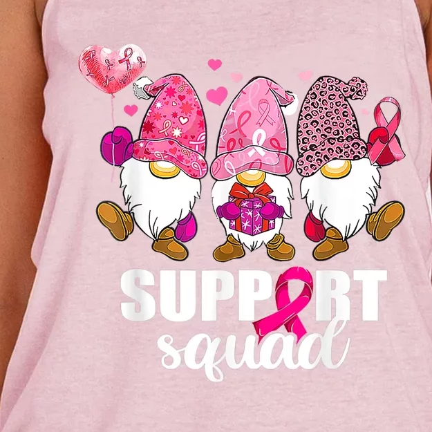 Breast Cancer Awareness Gnomes Support Squad Women's Knotted Racerback Tank