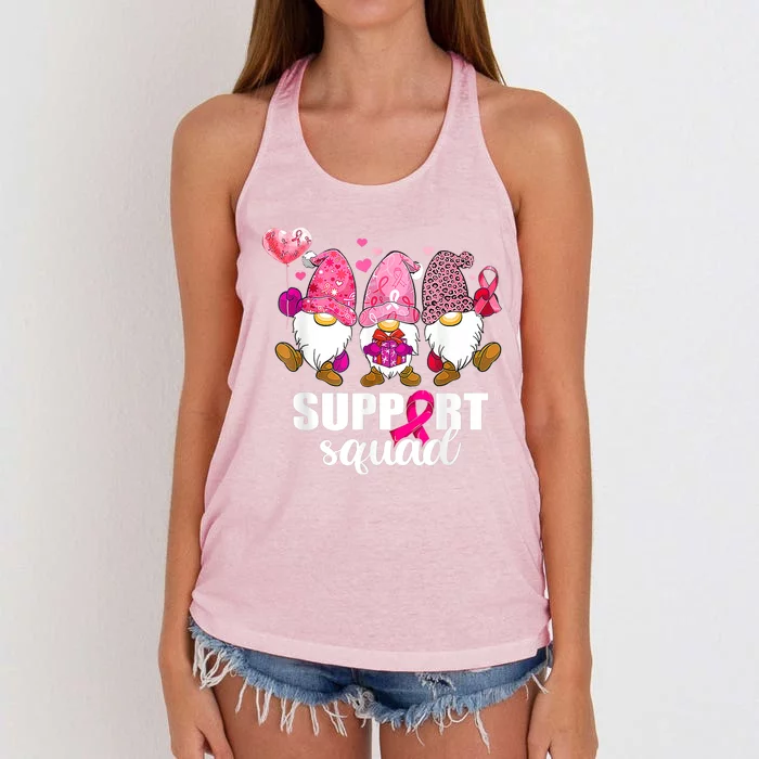 Breast Cancer Awareness Gnomes Support Squad Women's Knotted Racerback Tank