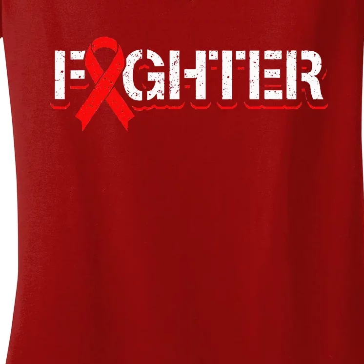 Blood Cancer Awareness Month Red Ribbon Women's V-Neck T-Shirt