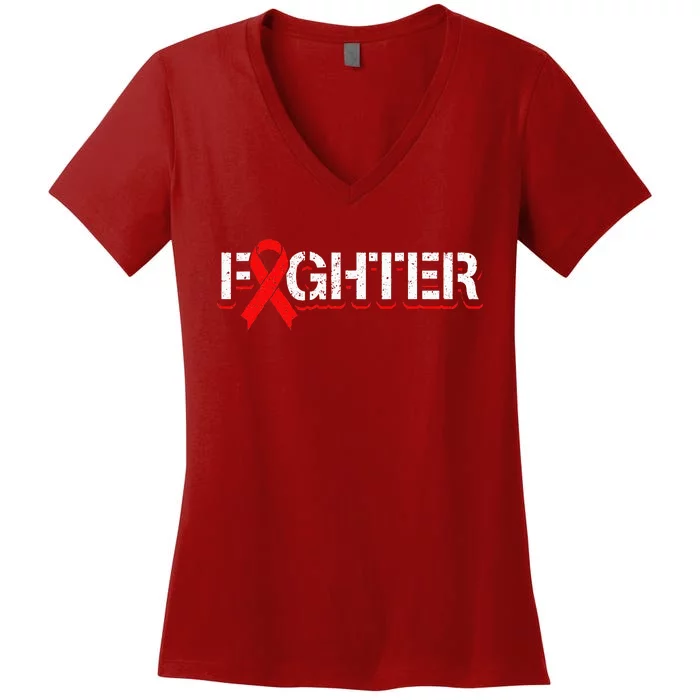 Blood Cancer Awareness Month Red Ribbon Women's V-Neck T-Shirt