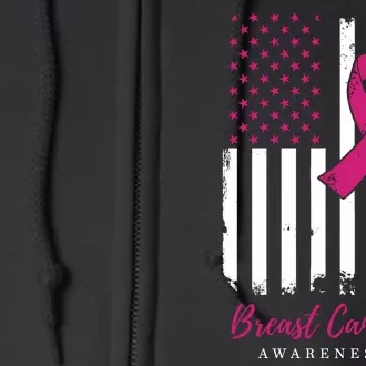 Breast Cancer Awareness US Flag Full Zip Hoodie