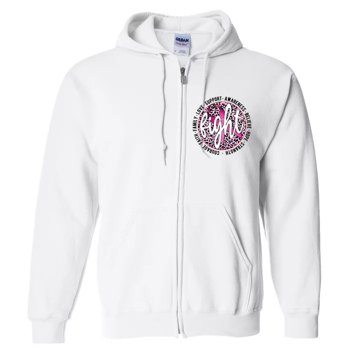 Breast Cancer Awareness Pink Support Fight Warrior Full Zip Hoodie