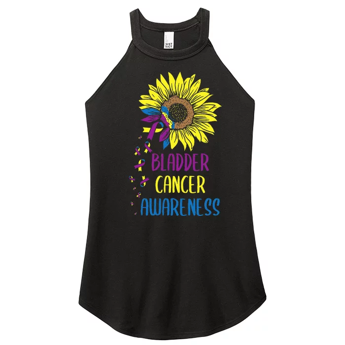 Bladder Cancer Awareness Bladder Cancer Survivor Sunflower Women’s Perfect Tri Rocker Tank