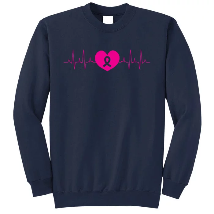 Breast Cancer Awareness Ribbon Heartbeat Tall Sweatshirt