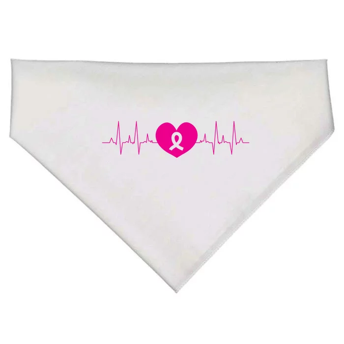 Breast Cancer Awareness Ribbon Heartbeat USA-Made Doggie Bandana