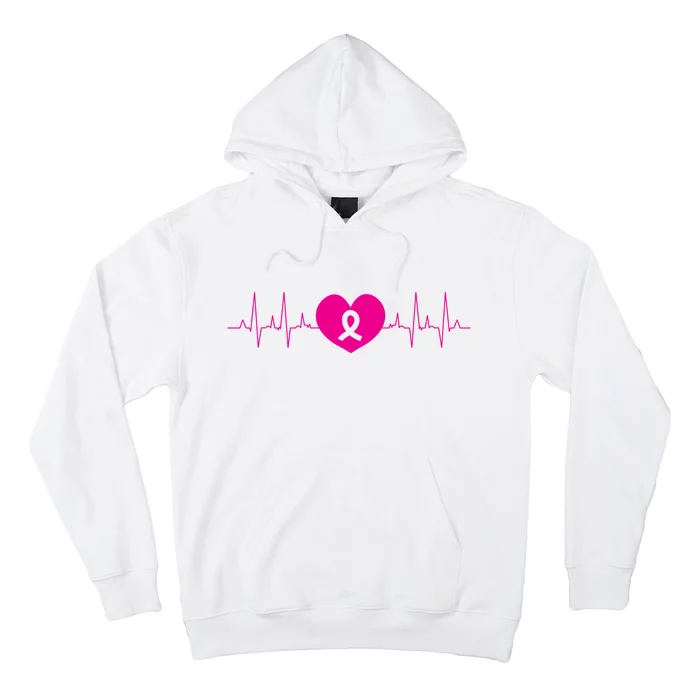 Breast Cancer Awareness Ribbon Heartbeat Hoodie