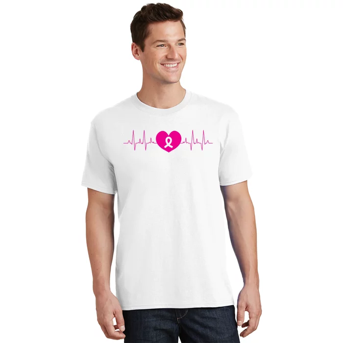 Breast Cancer Awareness Ribbon Heartbeat T-Shirt