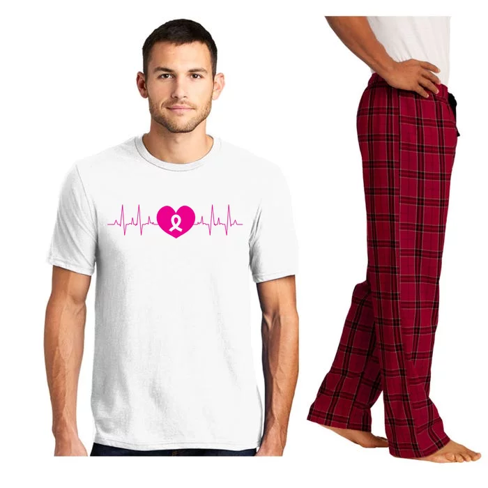 Breast Cancer Awareness Ribbon Heartbeat Pajama Set