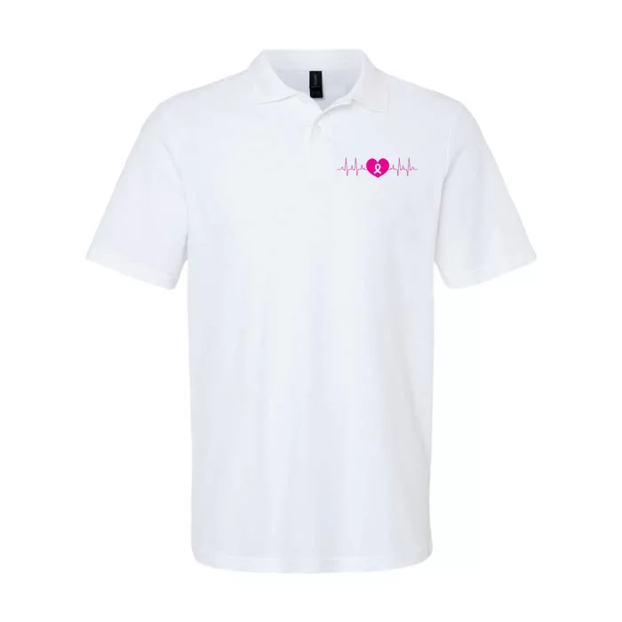 Breast Cancer Awareness Ribbon Heartbeat Softstyle Adult Sport Polo