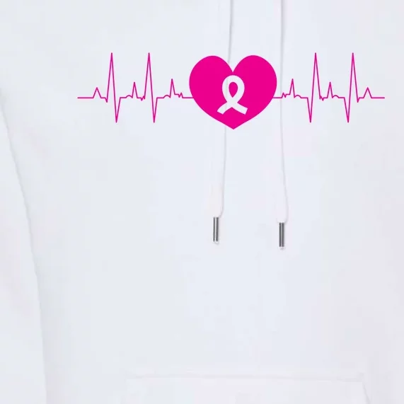 Breast Cancer Awareness Ribbon Heartbeat Premium Hoodie