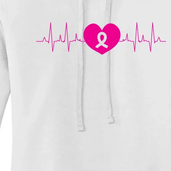 Breast Cancer Awareness Ribbon Heartbeat Women's Pullover Hoodie