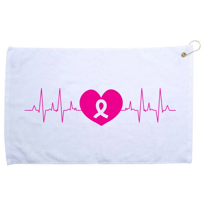 Breast Cancer Awareness Ribbon Heartbeat Grommeted Golf Towel