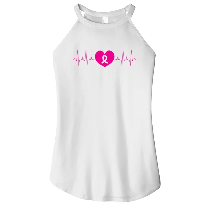 Breast Cancer Awareness Ribbon Heartbeat Women’s Perfect Tri Rocker Tank