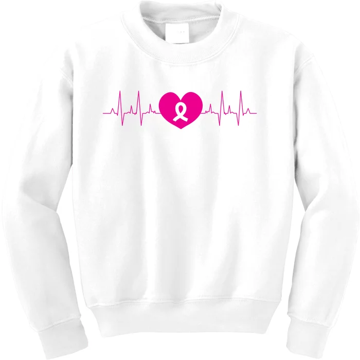 Breast Cancer Awareness Ribbon Heartbeat Kids Sweatshirt