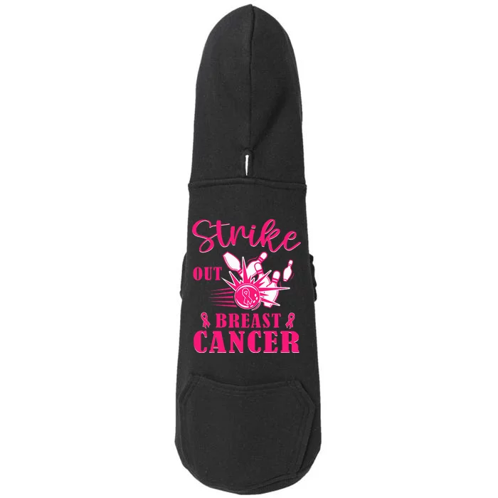 Breast Cancer Awareness Bowling Strike Out Ribbon Doggie 3-End Fleece Hoodie