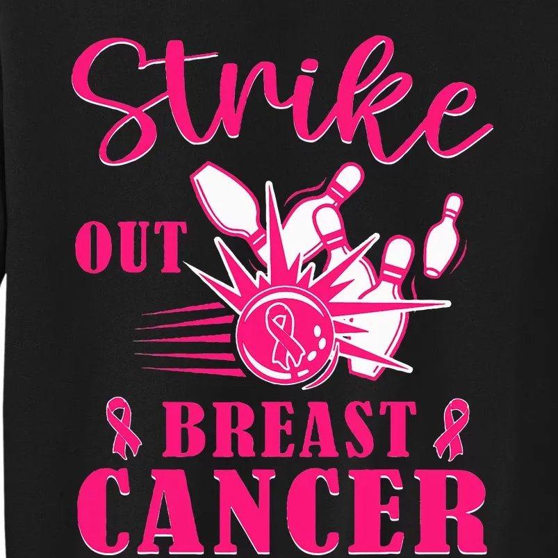 Breast Cancer Awareness Bowling Strike Out Ribbon Tall Sweatshirt