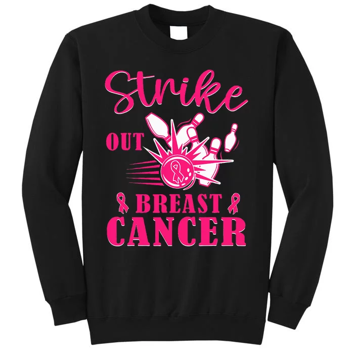 Breast Cancer Awareness Bowling Strike Out Ribbon Tall Sweatshirt