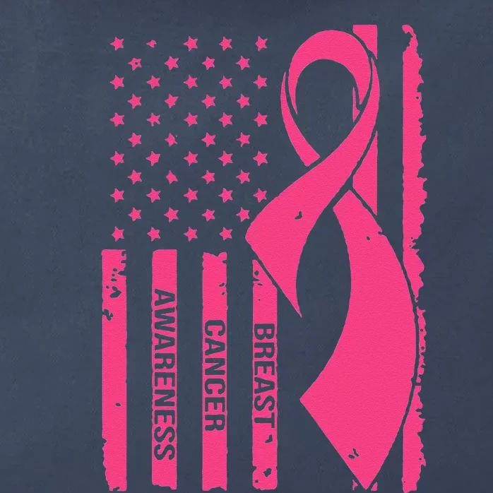 Breast Cancer Awareness American Flag Autism Gift Zip Tote Bag