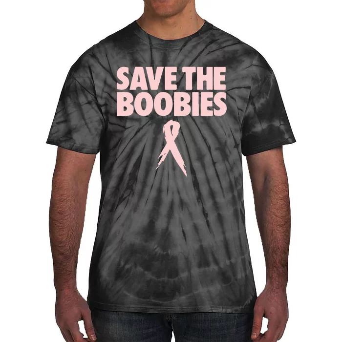 Breast Cancer Awareness Save The Boobies Ribbon Halloween Tie-Dye T-Shirt