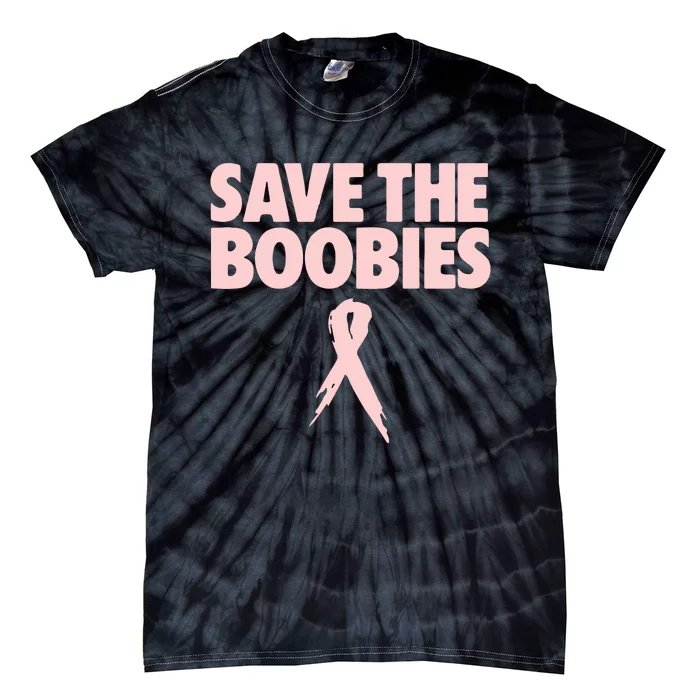 Breast Cancer Awareness Save The Boobies Ribbon Halloween Tie-Dye T-Shirt