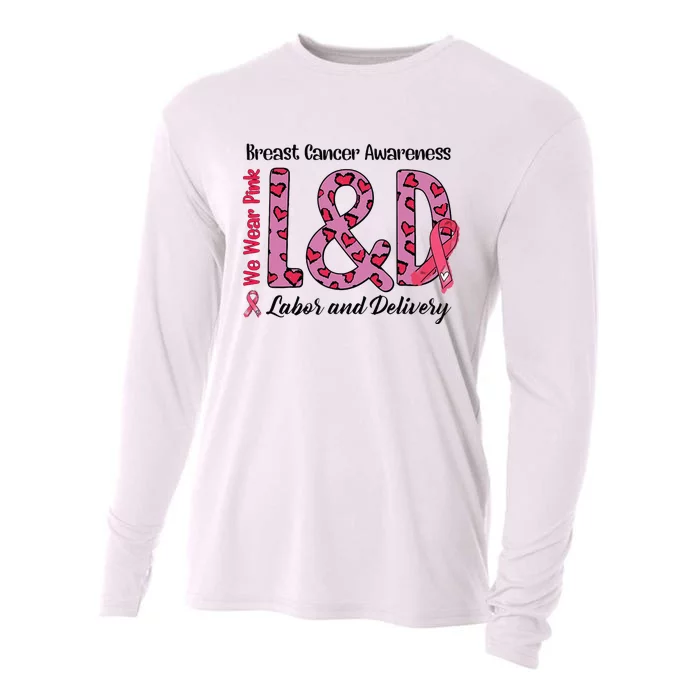 Breast Cancer Awareness Labor And Delivery We Wear L&D Cooling Performance Long Sleeve Crew