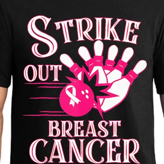 Breast Cancer Awareness Bowling Strike Out Ribbon Pajama Set