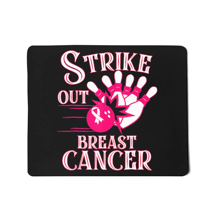 Breast Cancer Awareness Bowling Strike Out Ribbon Mousepad