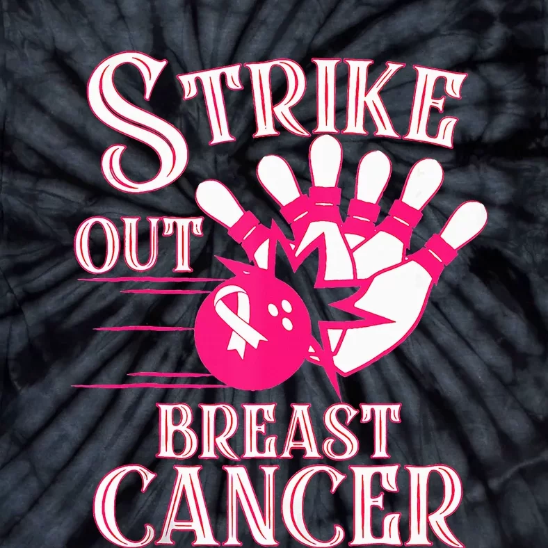 Breast Cancer Awareness Bowling Strike Out Ribbon Tie-Dye T-Shirt