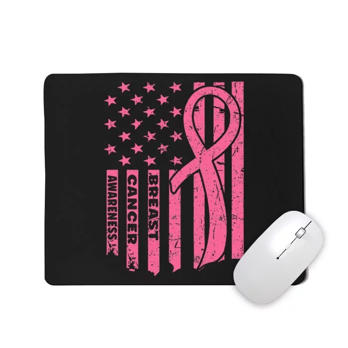 Breast Cancer Awareness Flag Usa Breast Cancer Warrior Mousepad