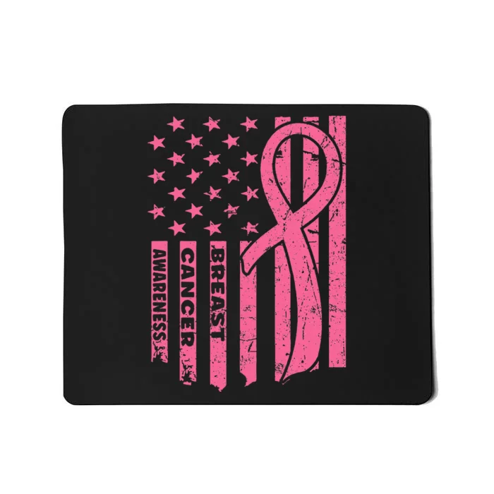 Breast Cancer Awareness Flag Usa Breast Cancer Warrior Mousepad