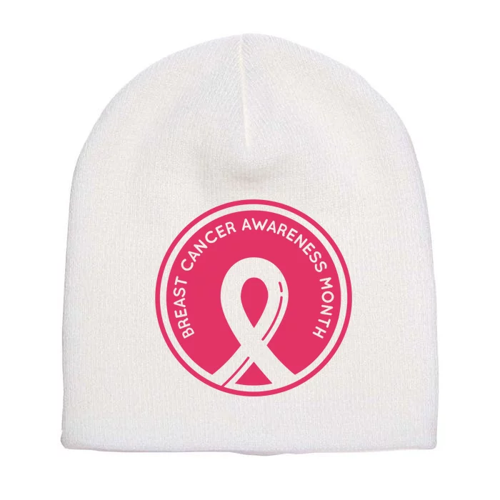 Breast Cancer Awareness Month Support Short Acrylic Beanie