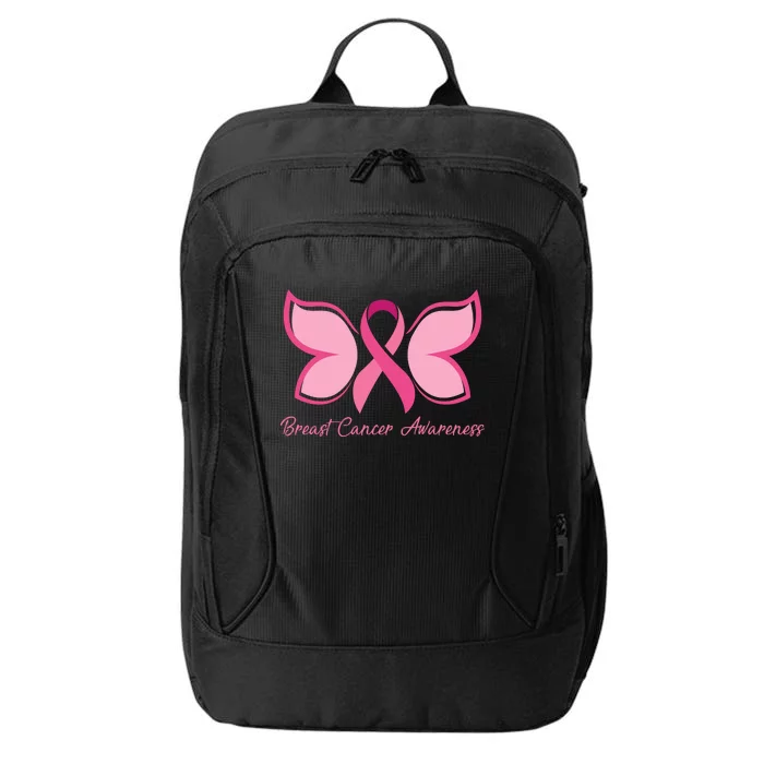 Breast Cancer Awareness Butterfly Pink Ribbon City Backpack