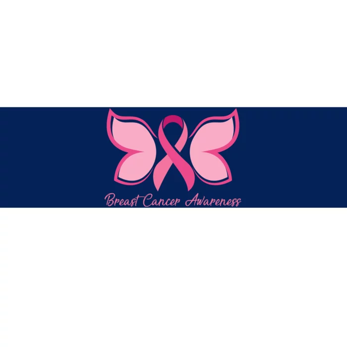 Breast Cancer Awareness Butterfly Pink Ribbon Bumper Sticker