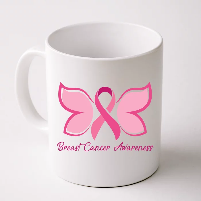 Breast Cancer Awareness Butterfly Pink Ribbon Front & Back Coffee Mug