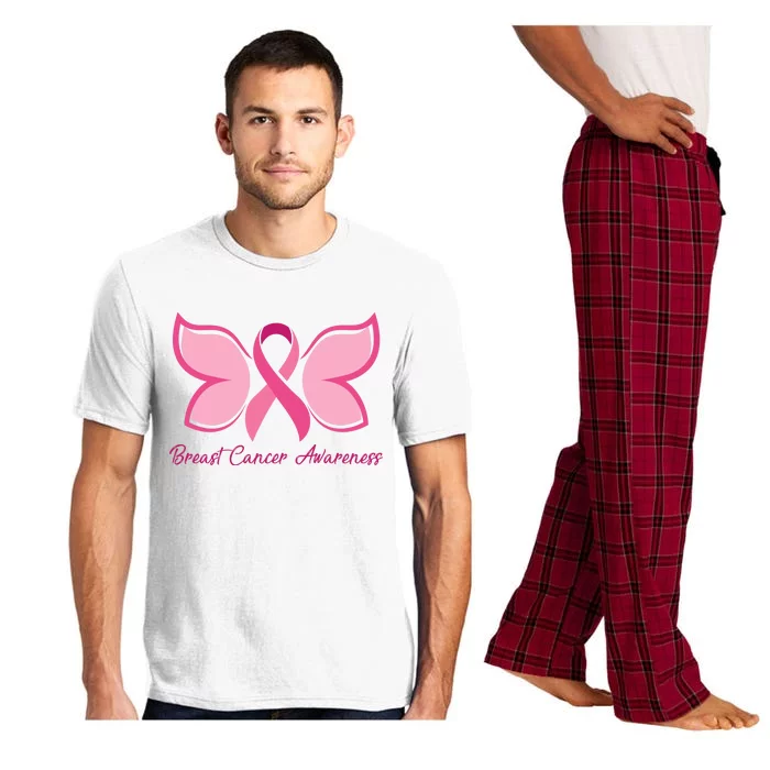 Breast Cancer Awareness Butterfly Pink Ribbon Pajama Set