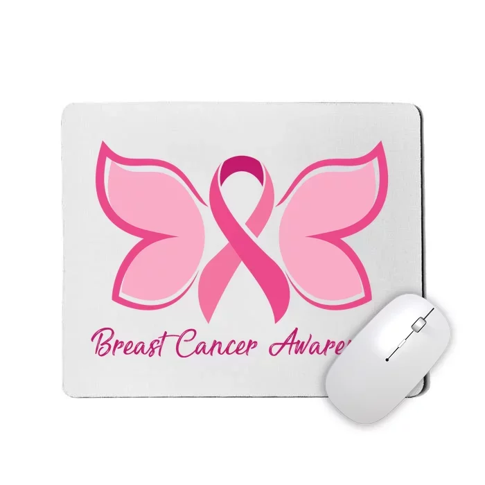 Breast Cancer Awareness Butterfly Pink Ribbon Mousepad