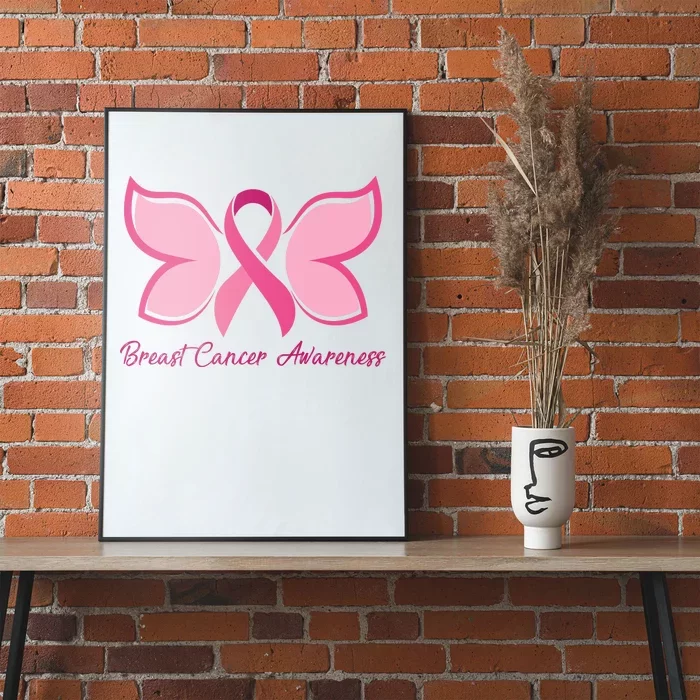 Breast Cancer Awareness Butterfly Pink Ribbon Poster