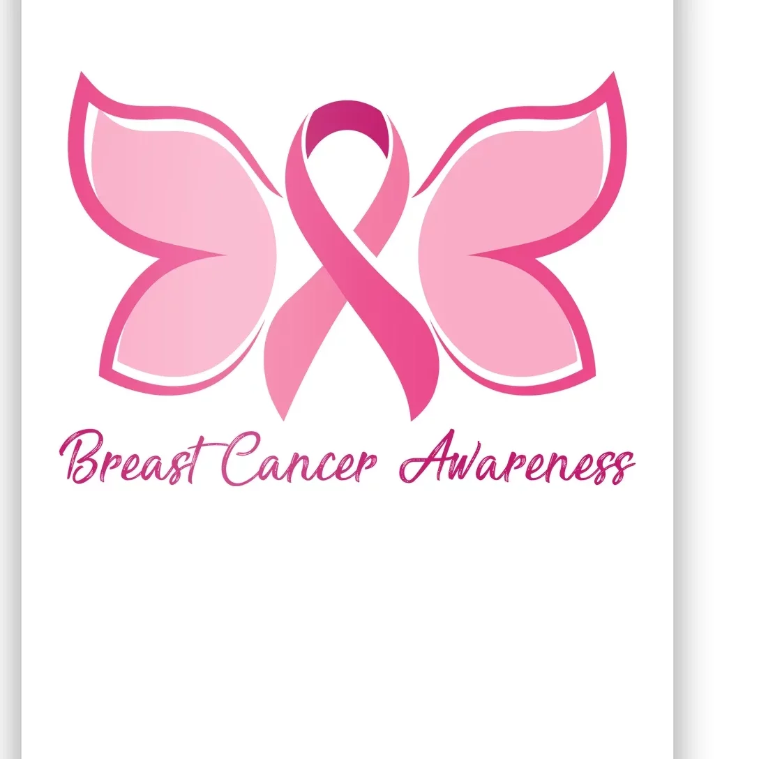 Breast Cancer Awareness Butterfly Pink Ribbon Poster