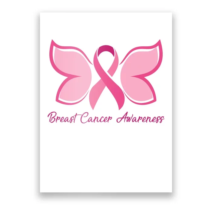 Breast Cancer Awareness Butterfly Pink Ribbon Poster