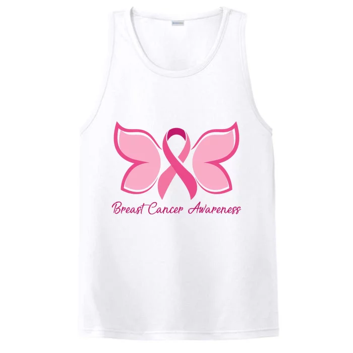 Breast Cancer Awareness Butterfly Pink Ribbon Performance Tank