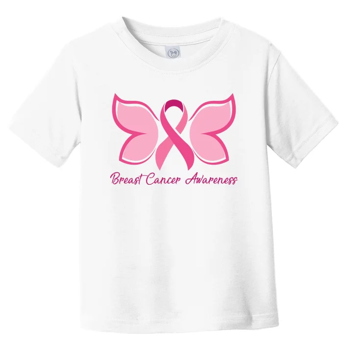 Breast Cancer Awareness Butterfly Pink Ribbon Toddler T-Shirt