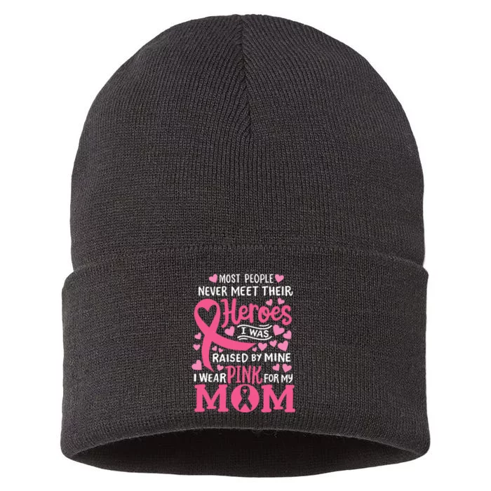 Breast Cancer Awareness Wear For My Mom Sustainable Knit Beanie