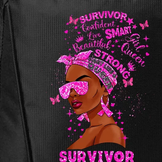 Breast Cancer Awareness Survivor Black Melanin Warrior City Backpack