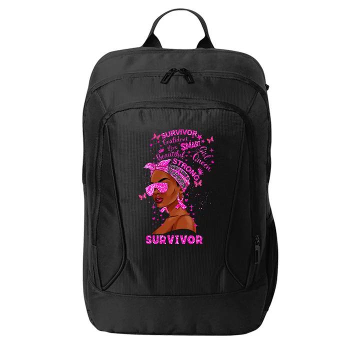 Breast Cancer Awareness Survivor Black Melanin Warrior City Backpack